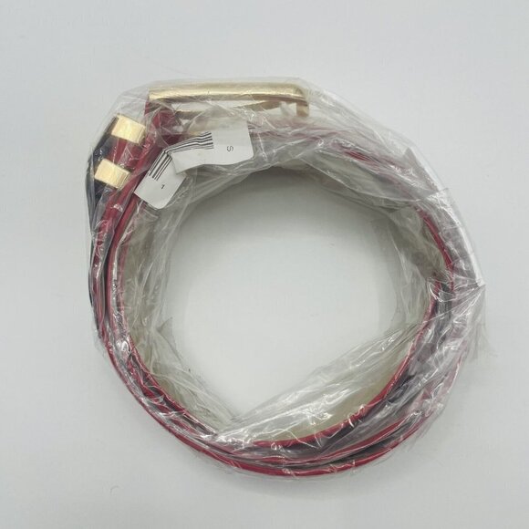 Giani Bernini Womens Size Small Vegan Faux Leather Elongated Buckle Bet in Red - Picture 6 of 6